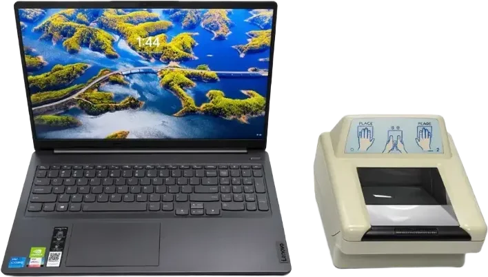 Advanced Live Scan fingerprinting system with laptop and fingerprint scanner