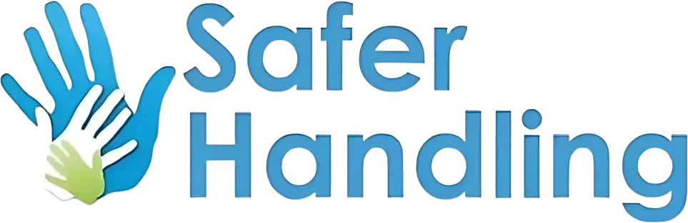 Safer Handling logo with blue and green hands